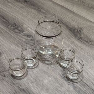 GUC Vintage MCM LG Brandy Snifter & 4 Footed Glasses